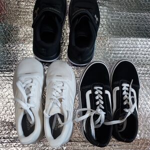Bundle Of 3 Kids Youth Black and White Sneakers